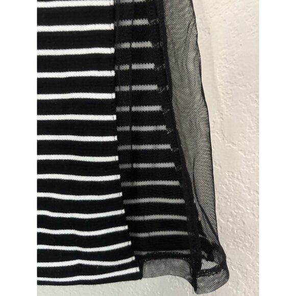 NWT Maeve Anthropologie Tulle-Inlay Tee Sz XS Black White Striped - Picture 7 of 11
